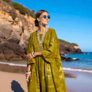 Plus Size Tie-Dye Jumpsuit: Citrine Moss Cotton Harem Romper - Sadie - Image 10