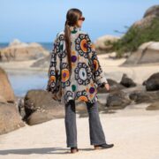 Velvet Kimono Jacket: Onyx Mandala Duster Coat, Plus Size Boho Outerwear - Mei - Image 3