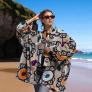 Velvet Kimono Jacket: Onyx Mandala Duster Coat, Plus Size Boho Outerwear - Mei - Image 7