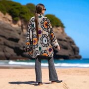 Velvet Kimono Jacket: Onyx Mandala Duster Coat, Plus Size Boho Outerwear - Mei - Image 10