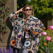 Velvet Kimono Jacket: Onyx Mandala Duster Coat, Plus Size Boho Outerwear - Mei - Image 6