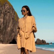 Plus Size Boho Tunic Dress: Saffron Crinkle Cotton Babydoll Top Bellina - Image 10