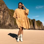 Plus Size Boho Tunic Dress: Saffron Crinkle Cotton Babydoll Top Bellina - Image 7