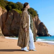 Velvet Kimono Robe: Desert Canopy Floral, Plus Size Boho Duster - Mai - Image 8