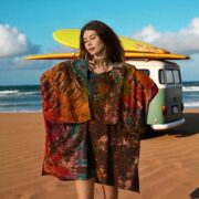 Plus Size Tie-Dye Tunic Dress: Boho Kimono Mini with Pockets - Kumo - Image 6