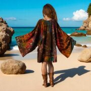 Plus Size Tie-Dye Tunic Dress: Boho Kimono Mini with Pockets - Kumo - Image 9