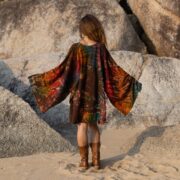Plus Size Tie-Dye Tunic Dress: Boho Kimono Mini with Pockets - Kumo - Image 3