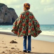 Olive Velvet Kimono Jacket: Floral Boho Duster Coat - Mei - Image 9