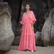Coral Cotton Voile Maxi Dress: Boho Beach Wedding Gown - Beata - Image 2