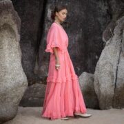 Coral Cotton Voile Maxi Dress: Boho Beach Wedding Gown - Beata - Image 3