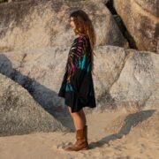 Plus Size Tie-Dye Mini Dress: Boho Kimono Tunic with Pockets - Kumo - Image 2