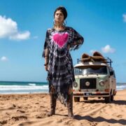 Express Your Boho Spirit with our ARLO Festival Poncho Tunic Dress. Inclusive Sizing from One Size to 3X, Hand-Tiedye Fringe Kaftan - Image 5