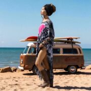 Express Your Boho Spirit with our ARLO Festival Poncho Tunic Dress. Inclusive Sizing from One Size to 3X, Hand-Tiedye Fringe Kaftan - Image 6