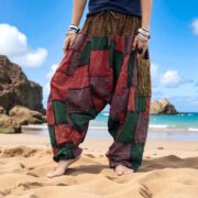 Plus Size Boho Harem Pants: Twilight Terra Patchwork Cotton, Handmade - Spiritu - Image 10