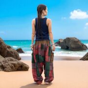 Plus Size Boho Harem Pants: Twilight Terra Patchwork Cotton, Handmade - Spiritu - Image 8