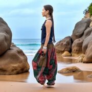 Plus Size Boho Harem Pants: Twilight Terra Patchwork Cotton, Handmade - Spiritu - Image 9