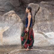 Plus Size Boho Harem Pants: Twilight Terra Patchwork Cotton, Handmade - Spiritu - Image 2