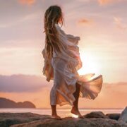 Boho Wedding Kaftan Dress: Ruffle Trimmed Raw Cotton V-Neck - Wild Heart - Image 5