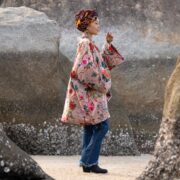 Plus Size Velvet Kimono Robe: Rosé Caravan Boho Floral Duster - Mei - Image 2