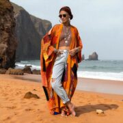 Harper Jade Vintage Silk Kimono – Boho Patchwork Duster in Golden Sundara | Upcycled Robe - Image 7