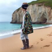 Rustic Teal Velvet Kimono Robe: Boho Ikat Cotton Jacket - Mei - Image 2