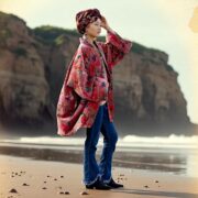 Velvet Kimono Jacket: Embroidered Wild Nightingale Floral Coat - Mei - Image 7