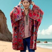 Velvet Kimono Jacket: Embroidered Wild Nightingale Floral Coat - Mei - Image 9