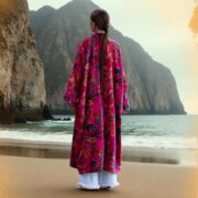 Cerise Caravan Velvet Kimono Robe: Plus Size Boho Duster Coat - Mai - Image 8