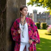 Cerise Caravan Velvet Kimono Robe: Plus Size Boho Duster Coat - Mai - Image 6