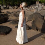 Raw Cotton Boho Wedding Dress: Off-Shoulder Beach Elopement Gown - Savita - Image 2