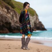 Plus Size Galaxy Tie-Dye Tunic: Raven Heart Caftan, Boho Festival Top - Image 2