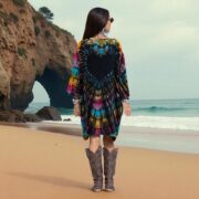 Plus Size Galaxy Tie-Dye Tunic: Raven Heart Caftan, Boho Festival Top - Image 3