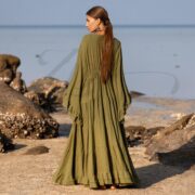 Plus Size Kimono Duster in Wild Olive – Sustainable Hemp Cotton Boho Robe, Festival Outfit, Wedding Photoshoot Bridesmaid Gift | Kara by ZP - Image 3