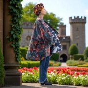 Velvet Kimono Jacket: Nocturne Bloom Floral Print, Plus Size Boho Coat - Mei - Image 6