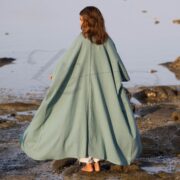 Hemp Cotton Kimono Duster: Seafoam Boho Robe, Plus Size Cover-Up - Willow - Image 3