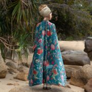 Plus Size Velvet Kimono Robe: Jade Garden Floral Duster Coat - Harper Jade - Image 3