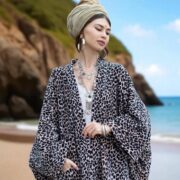Plus Size Velvet Kimono Duster: Smokey Jaguar Boho Robe - Harper Jade - Image 4