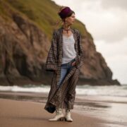 Boho Kimono Duster Robe: Mystic Dune Rayon Plus Size Cover-Up - Alura