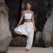 Boho Cream Lace Duster Kimono & Harem Pants Set - Plus Size Loungewear - Veda - Image 8