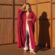 Handmade Hemp Cotton Kimono Duster: Wild Hibiscus Boho Robe - Willow - Image 5