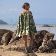 Plus Size Tie Dye Kimono Dress – Jungle Phoenix Boho Cotton Tunic, Hand-Dyed Festival Mini with Pockets & Wide Kimono Sleeves | Kumo Cosmic - Image 3
