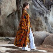 Plus Size Velvet Kimono Robe: Sunfire Tapestry Floral Duster - Mai - Image 2