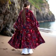 Crimson Raisa Bloom Velvet Kimono Jacket: Plus Size Boho Duster - Image 8