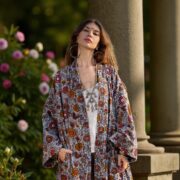 Velvet Kimono Jacket | MAI Rosefinch Dusk | Plus Size Boho Duster Coat - Image 8