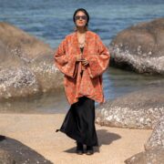 Tiger Lily Velvet Kimono Jacket: Plus Size Boho Floral Coat- Mei