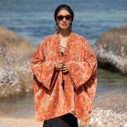 Tiger Lily Velvet Kimono Jacket: Plus Size Boho Floral Coat- Mei - Image 4