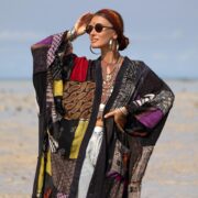 Harper Jade Vintage Silk Kimono – Onyx Black Boho Patchwork Duster | Upcycled Cover-Up - Image 4
