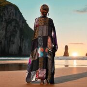 Harper Jade Vintage Silk Kimono – Onyx Black Boho Patchwork Duster | Upcycled Cover-Up - Image 8