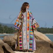 Cordelia Boho Patchwork Kimono Coat | Embroidered Lilac Duster - Image 3