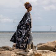 Handmade Tie-Dye Kimono Duster – Lunar Smoke Cotton Boho Robe, Plus Size | Aurora - Image 2